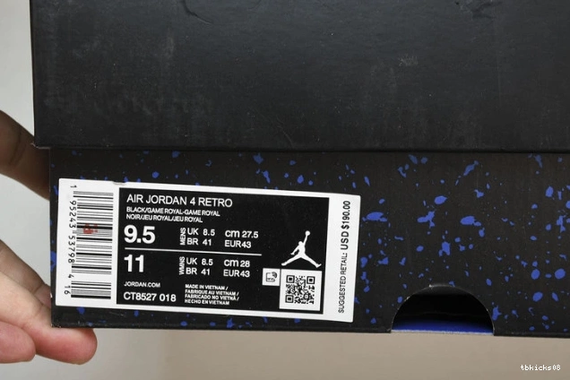 Rep TBkick Retro CT8527-018 Game 4 Jordan Royal Black 0803